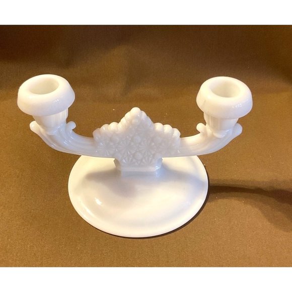 Beautiful Milk Glass Tapered Candlestick Holder Perfect For Wedding Union! - Picture 2 of 9